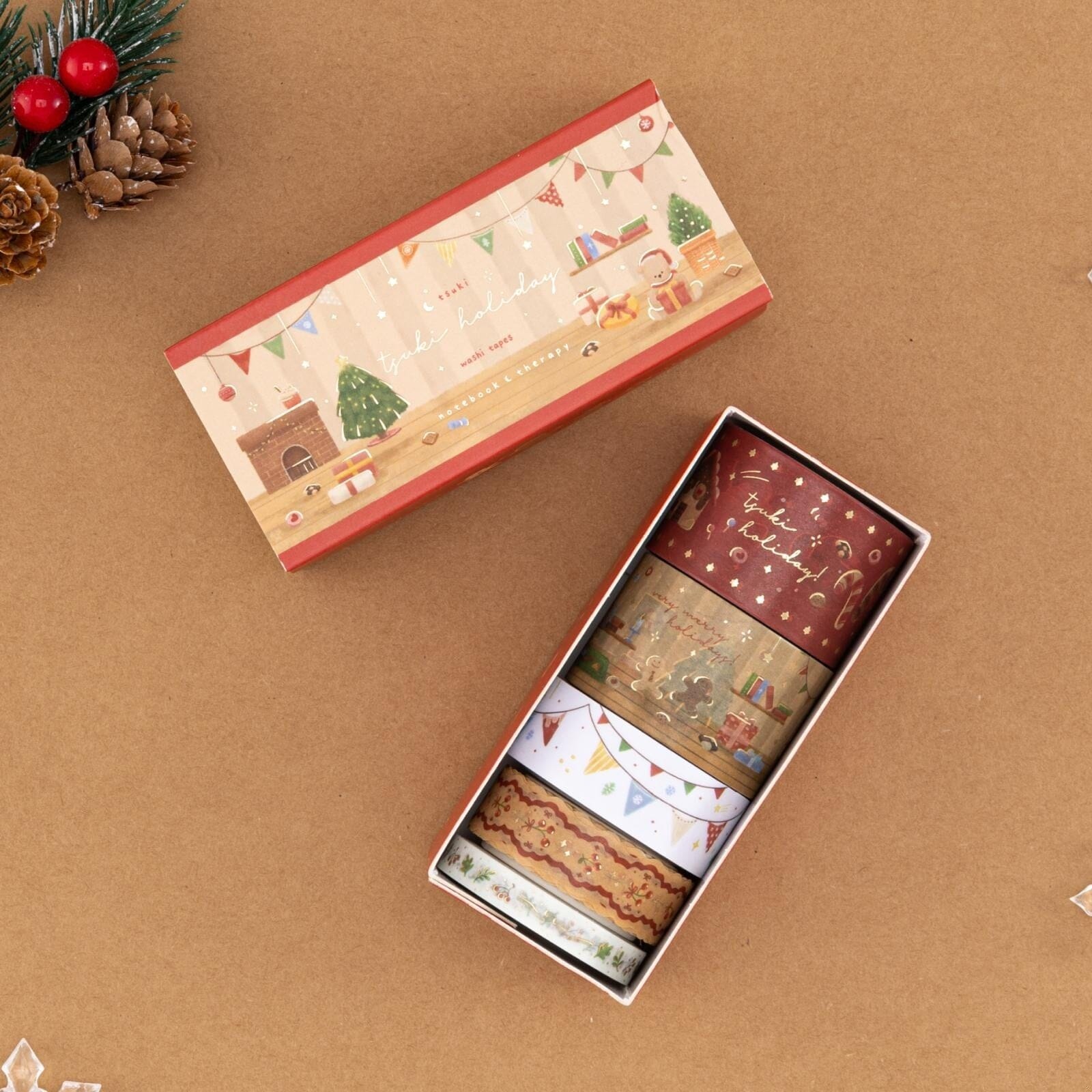 Christmas Gold Foil Washi Tape Set (5 Rolls)