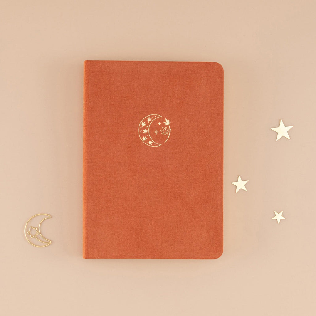 Burnt Orange Velvet Planner — Grid Paper | Metallic Gold Edging