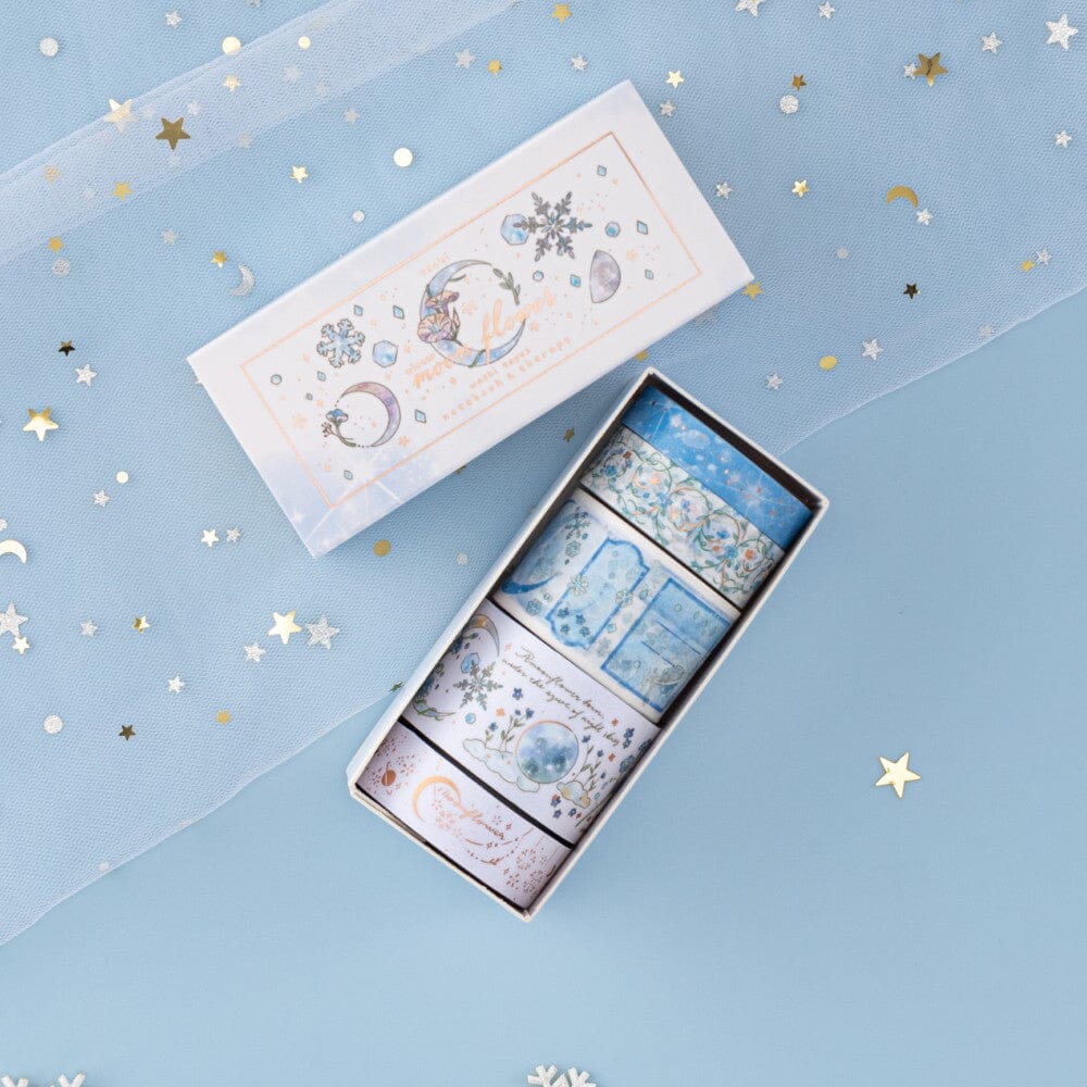 Winter Moonflower Washi Tape Set (5 Rolls)