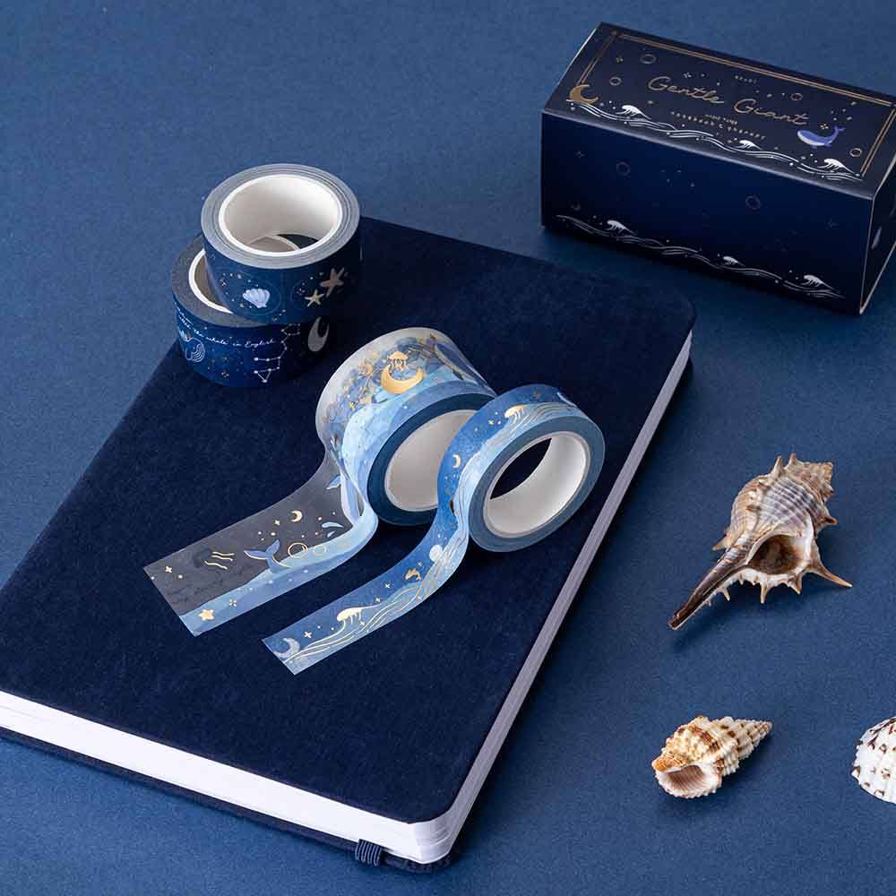 Dream Whale Deep Blue Ocean Washi Tape Set (5 Rolls)