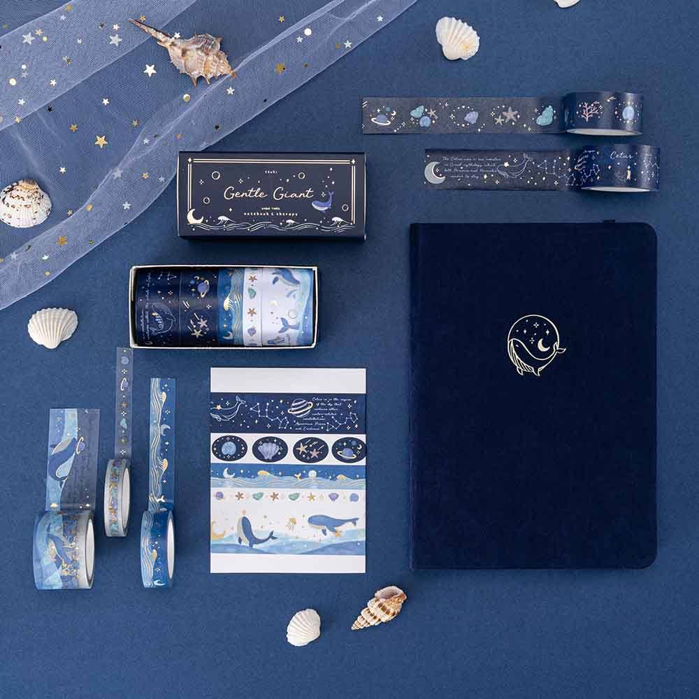 Dream Whale Deep Blue Ocean Washi Tape Set (5 Rolls)