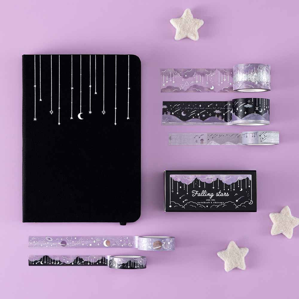 Dreamy Silver Stars & Moons Washi Tape Set (5 Rolls)