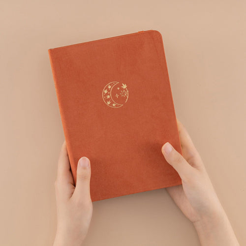 Burnt Orange Velvet Planner — Grid Paper | Metallic Gold Edging