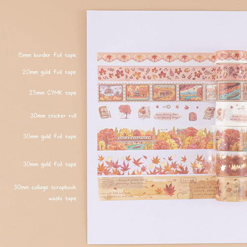 Autumn Maple Washi Tape Set (7 Rolls)