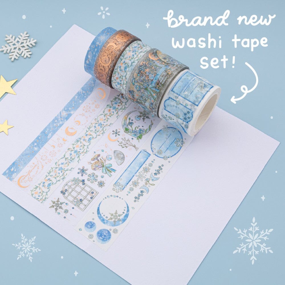 Winter Moonflower Washi Tape Set (5 Rolls)