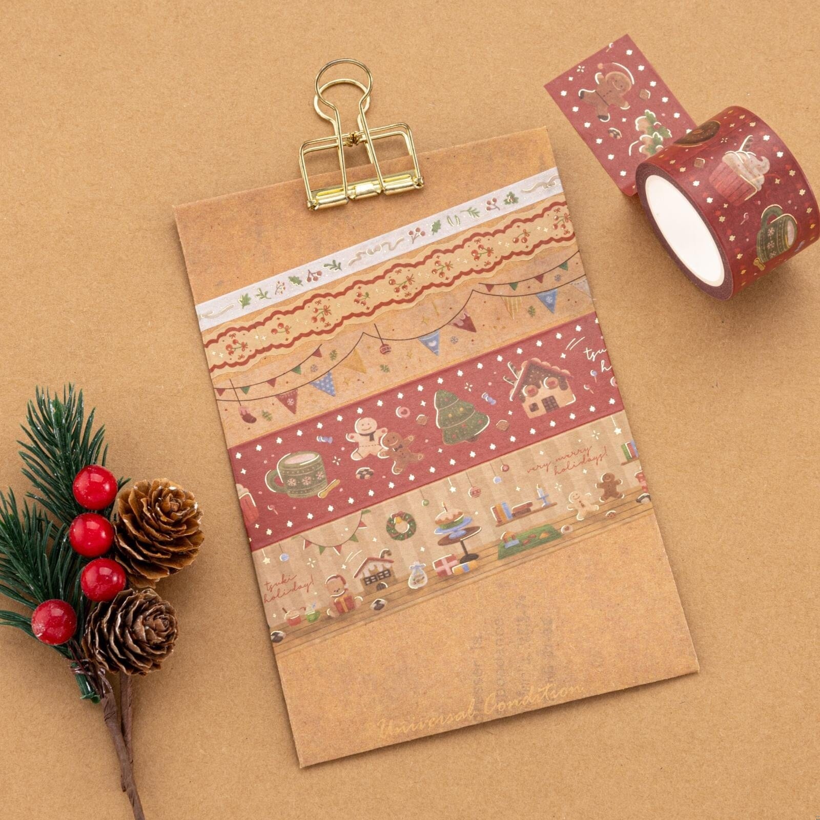 Christmas Gold Foil Washi Tape Set (5 Rolls)