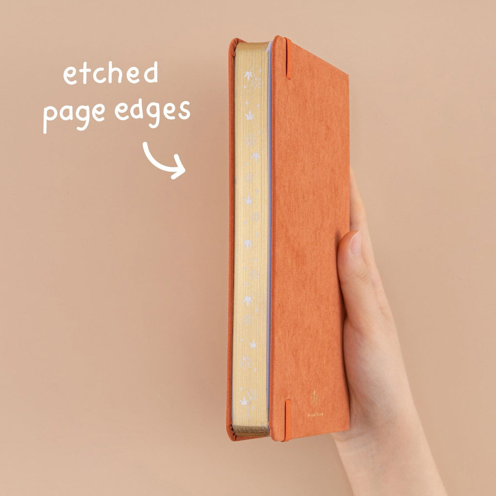 Burnt Orange Velvet Planner — Grid Paper | Metallic Gold Edging
