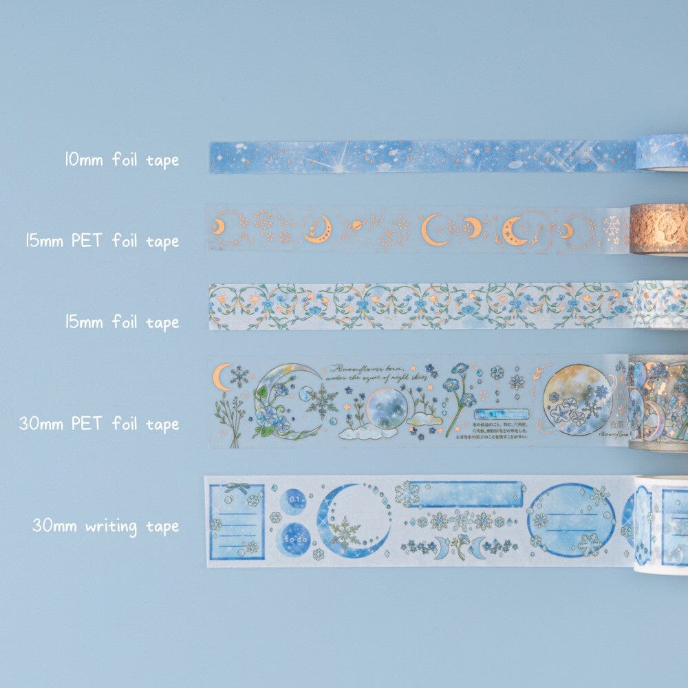 Winter Moonflower Washi Tape Set (5 Rolls)