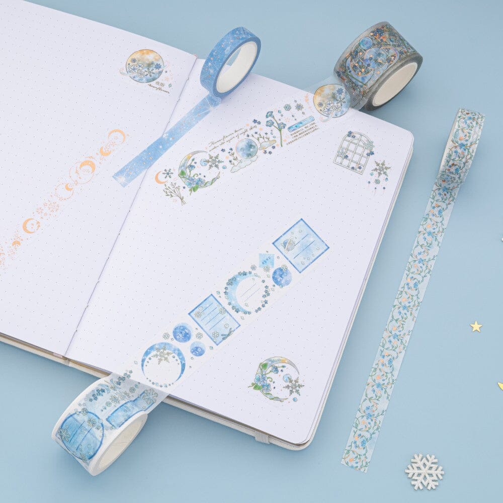 Winter Moonflower Washi Tape Set (5 Rolls)