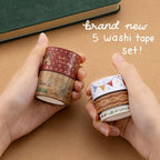 Christmas Gold Foil Washi Tape Set (5 Rolls)