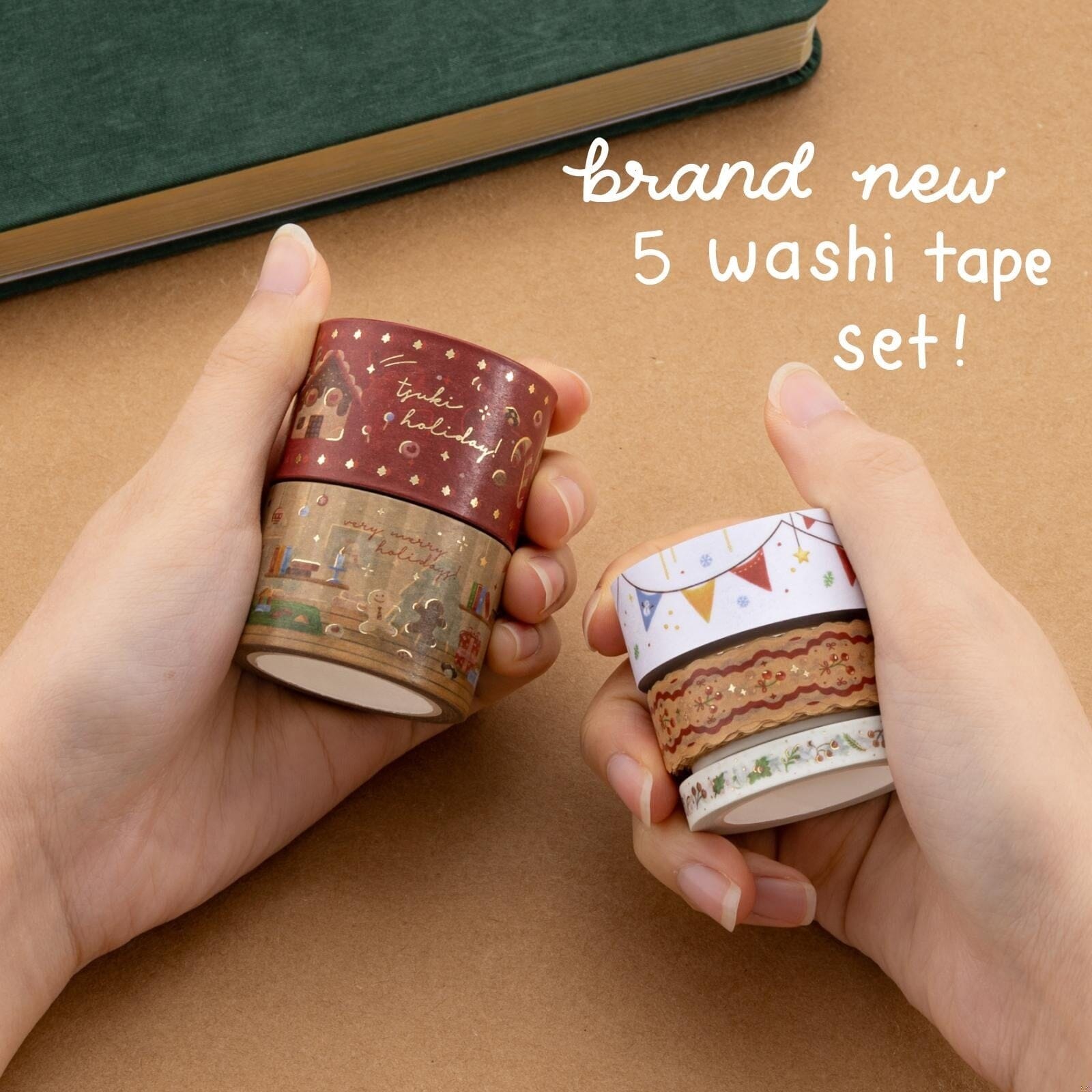 Christmas Gold Foil Washi Tape Set (5 Rolls)