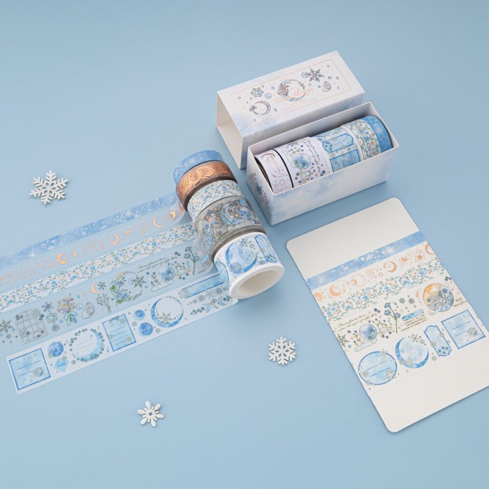 Winter Moonflower Washi Tape Set (5 Rolls)