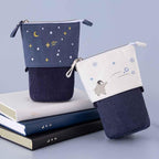 Winter Canvas Pen Pouch — Starry Night / Playful Penguin