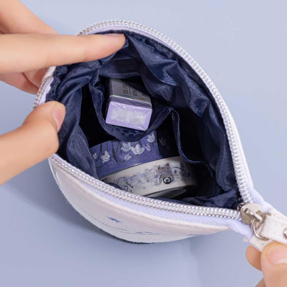 Winter Canvas Pen Pouch — Starry Night / Playful Penguin