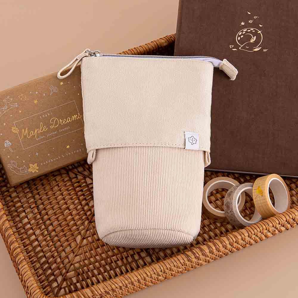 Autumn Maple Retractable Pen Pouch — 2-in-1 Pen Holder & Pouch Stone / Maple Red