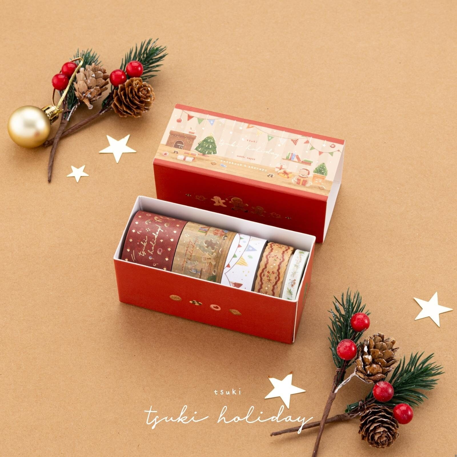 Christmas Gold Foil Washi Tape Set (5 Rolls)