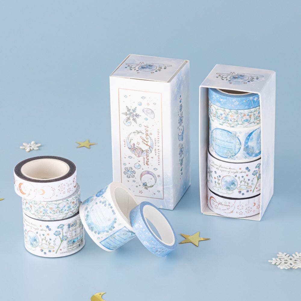 Winter Moonflower Washi Tape Set (5 Rolls)