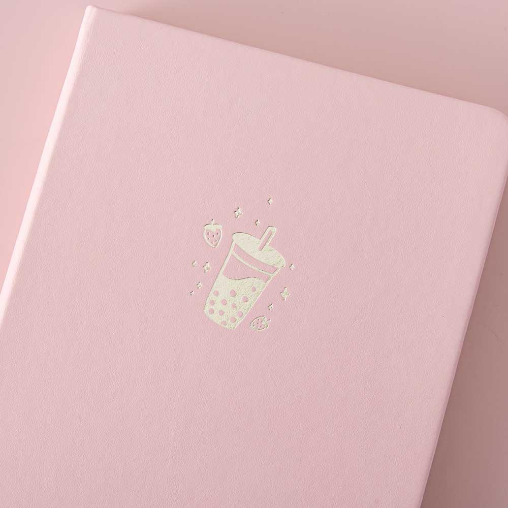 Strawberry Boba Tea Pink Vegan Leather BuJo