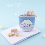 Sky Blue Dual-Use Pencil Pouch/Holder — 100% Pure Canvas | Accented with Lavender Purple
