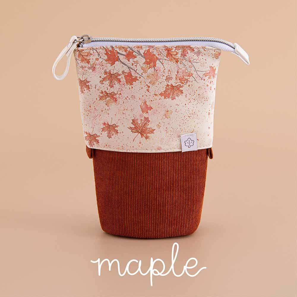 Autumn Maple Retractable Pen Pouch — 2-in-1 Pen Holder & Pouch Stone / Maple Red