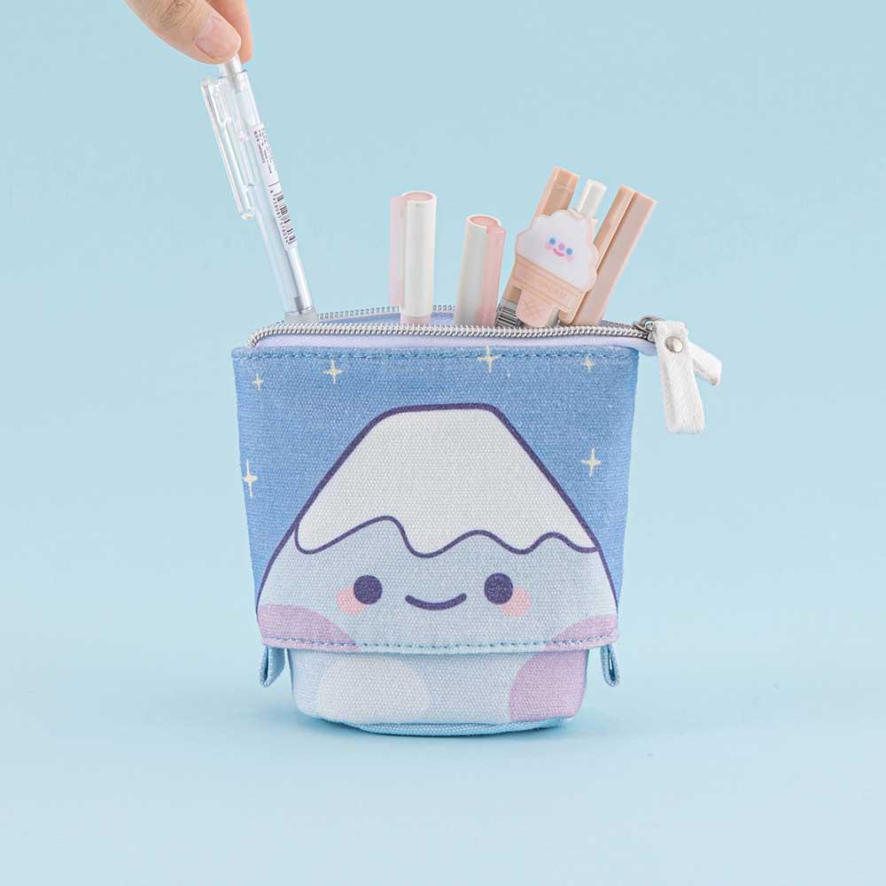 Sky Blue Dual-Use Pencil Pouch/Holder — 100% Pure Canvas | Accented with Lavender Purple