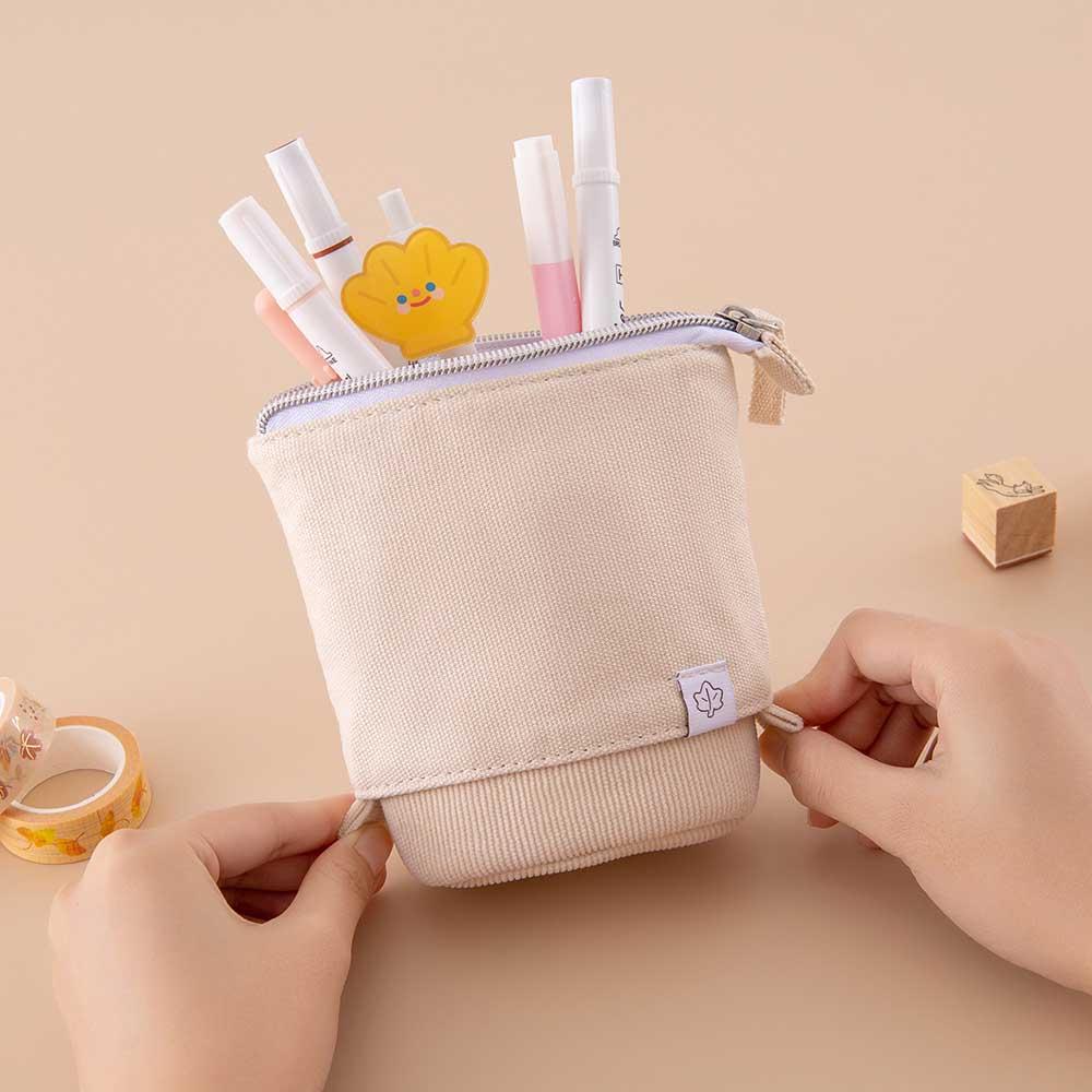 Autumn Maple Retractable Pen Pouch — 2-in-1 Pen Holder & Pouch Stone / Maple Red