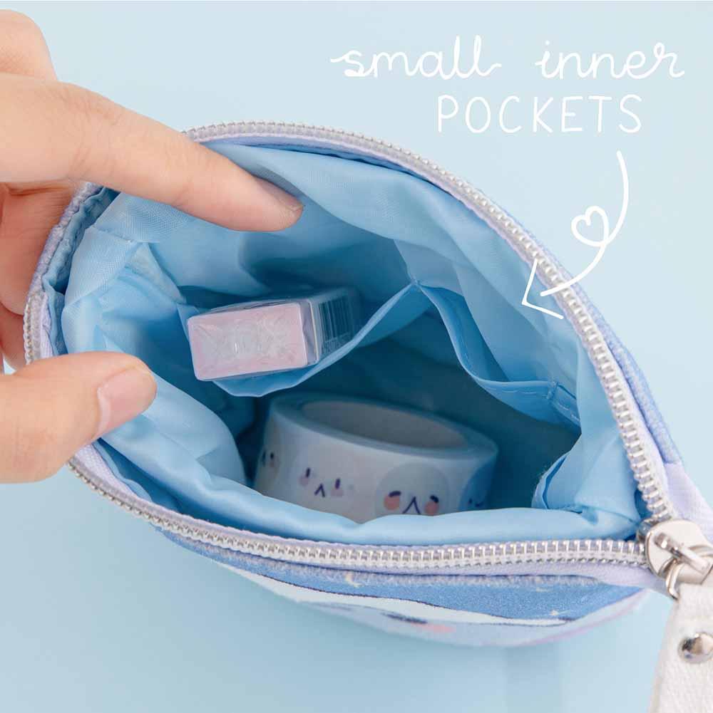 Sky Blue Dual-Use Pencil Pouch/Holder — 100% Pure Canvas | Accented with Lavender Purple