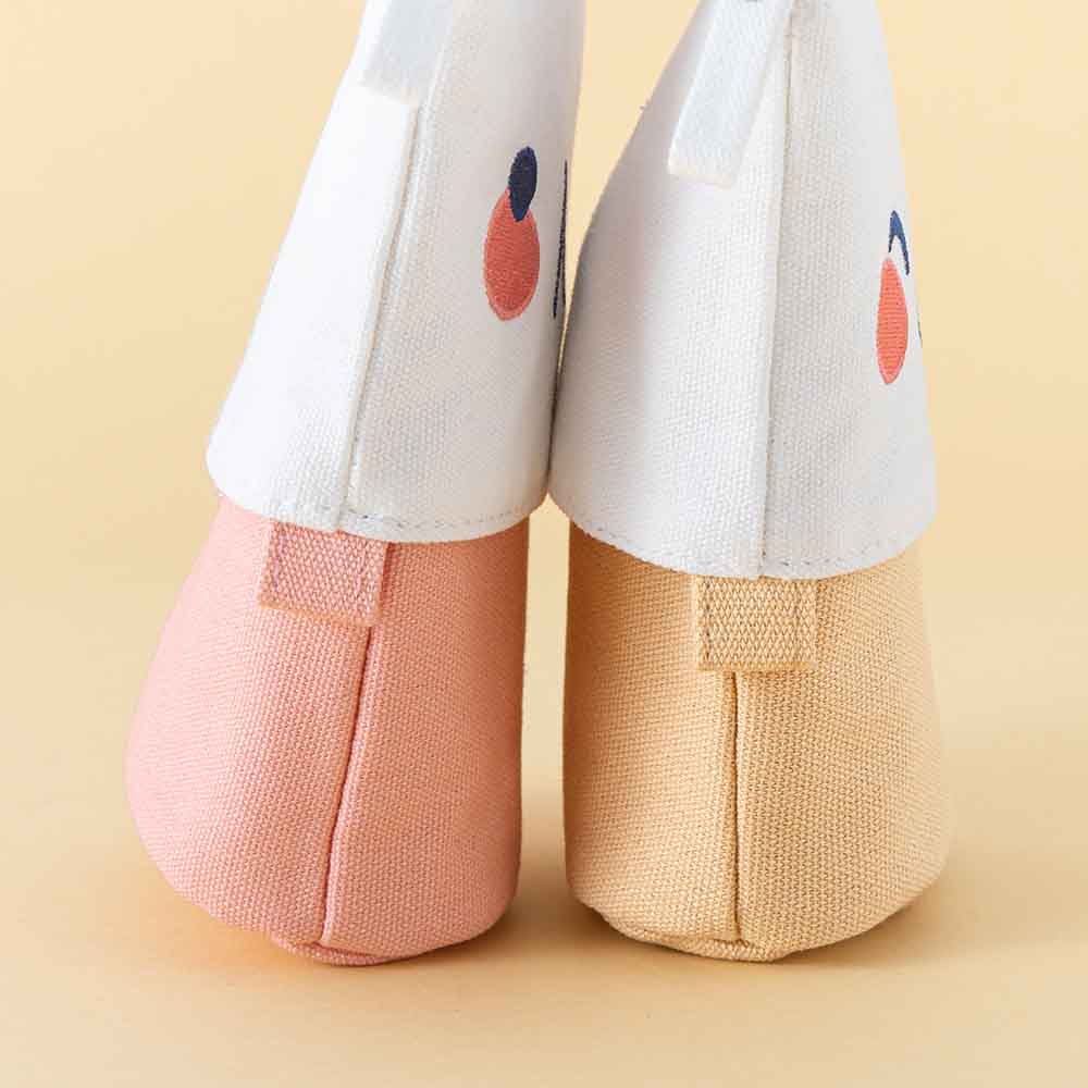 Cotton Canvas Animal Pen Pouch — Pink Bunny / Yellow Kitten