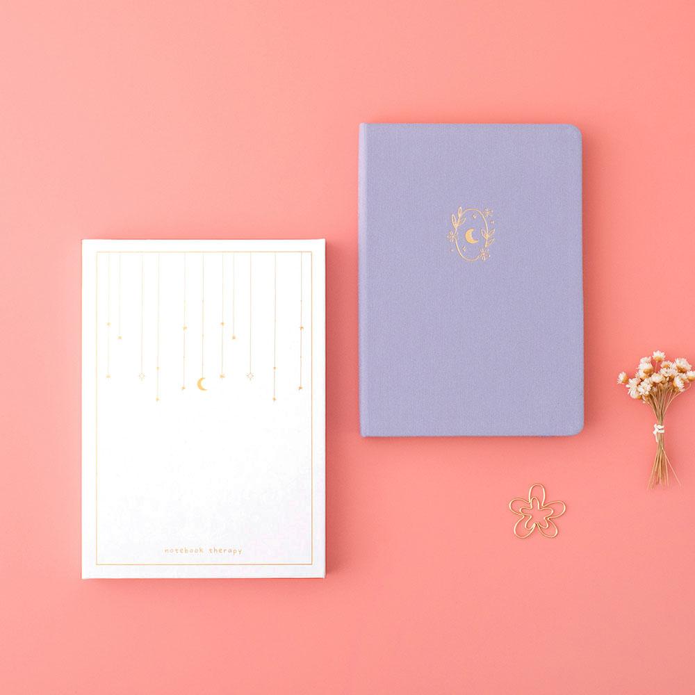 Moonflower Botanical Linen Journal — Dusty Lilac