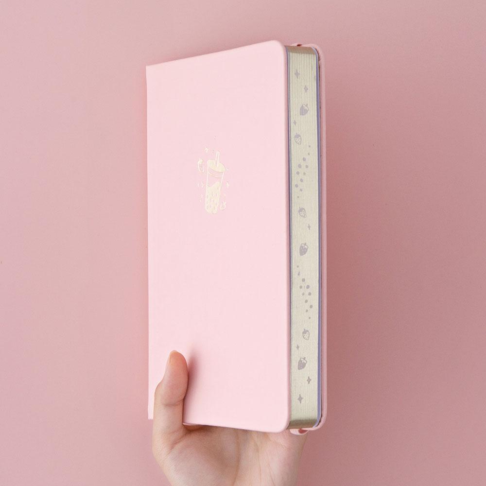Strawberry Boba Tea Pink Vegan Leather BuJo