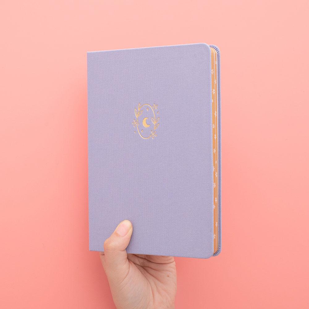 Moonflower Botanical Linen Journal — Dusty Lilac