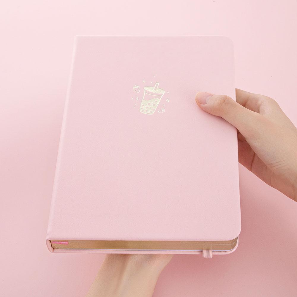 Strawberry Boba Tea Pink Vegan Leather BuJo