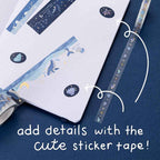 Dream Whale Deep Blue Ocean Washi Tape Set (5 Rolls)