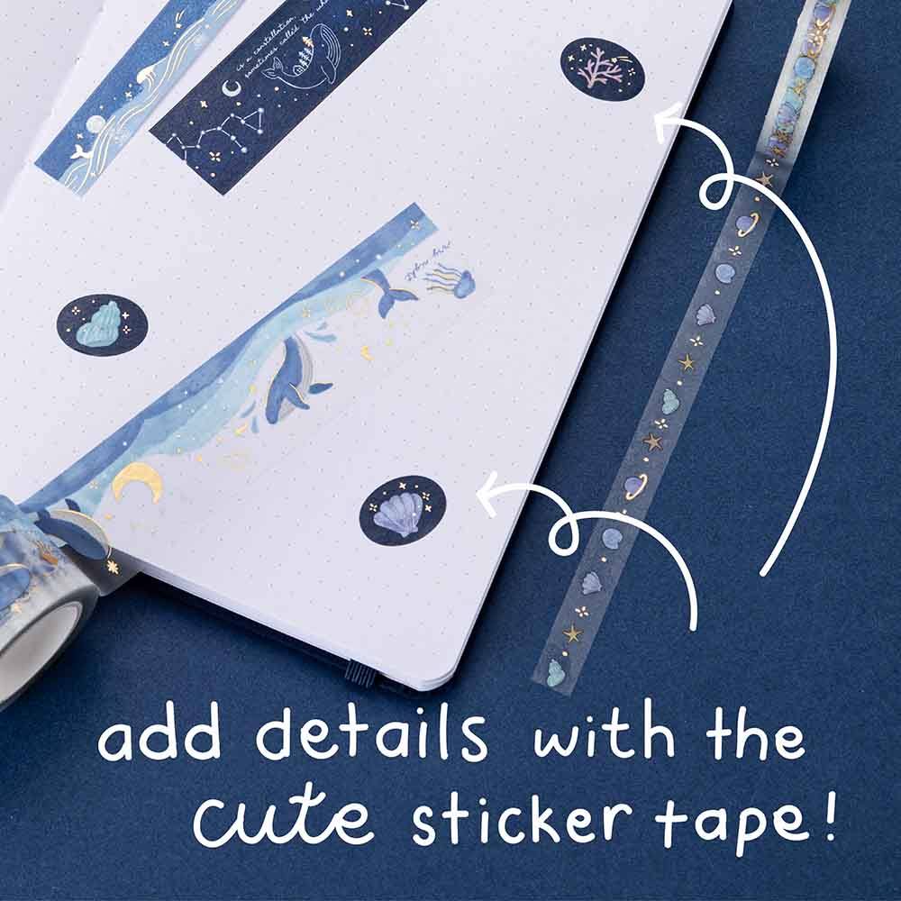 Dream Whale Deep Blue Ocean Washi Tape Set (5 Rolls)
