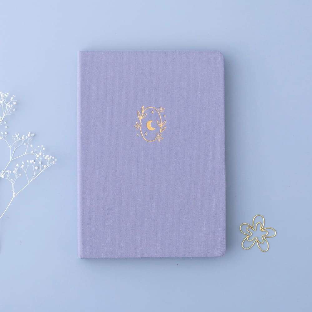 Moonflower Botanical Linen Journal — Dusty Lilac