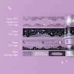 Dreamy Silver Stars & Moons Washi Tape Set (5 Rolls)