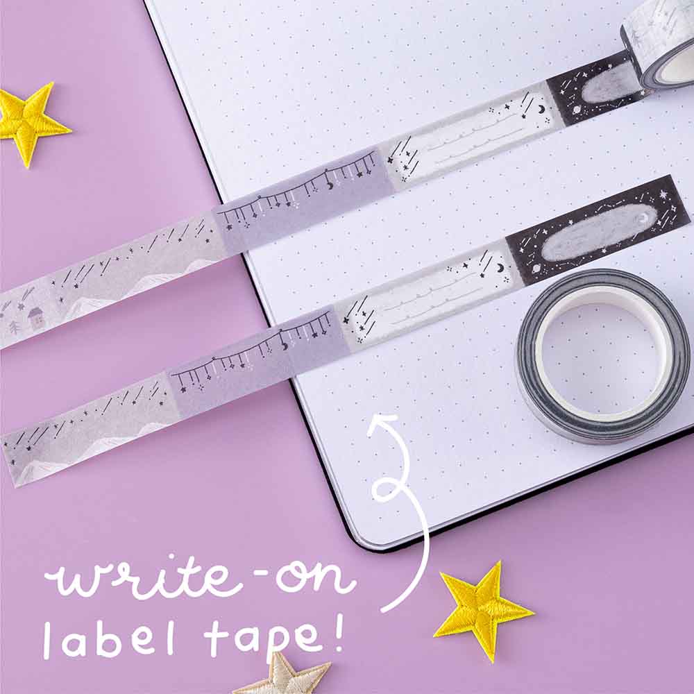 Dreamy Silver Stars & Moons Washi Tape Set (5 Rolls)