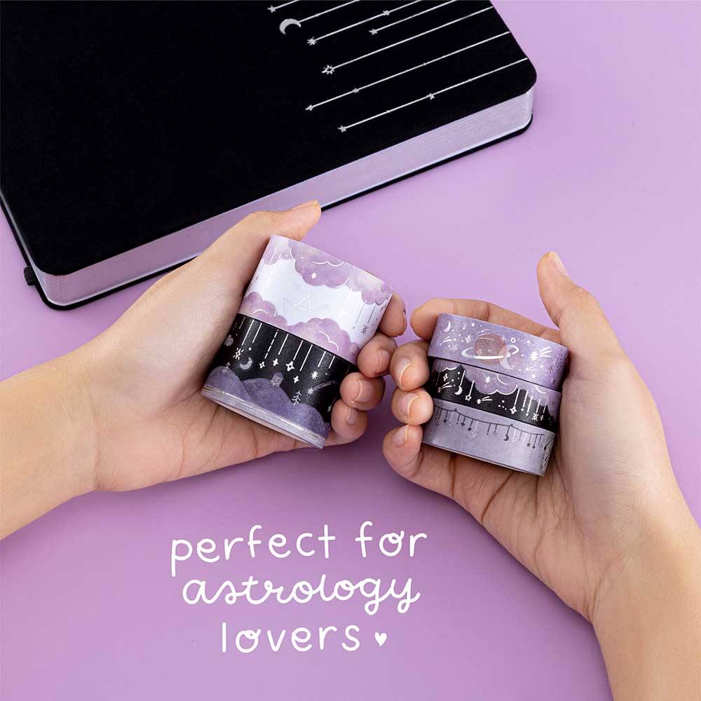 Dreamy Silver Stars & Moons Washi Tape Set (5 Rolls)