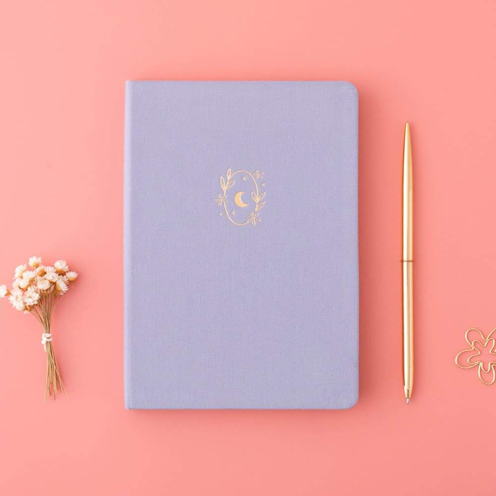 Moonflower Botanical Linen Journal — Dusty Lilac