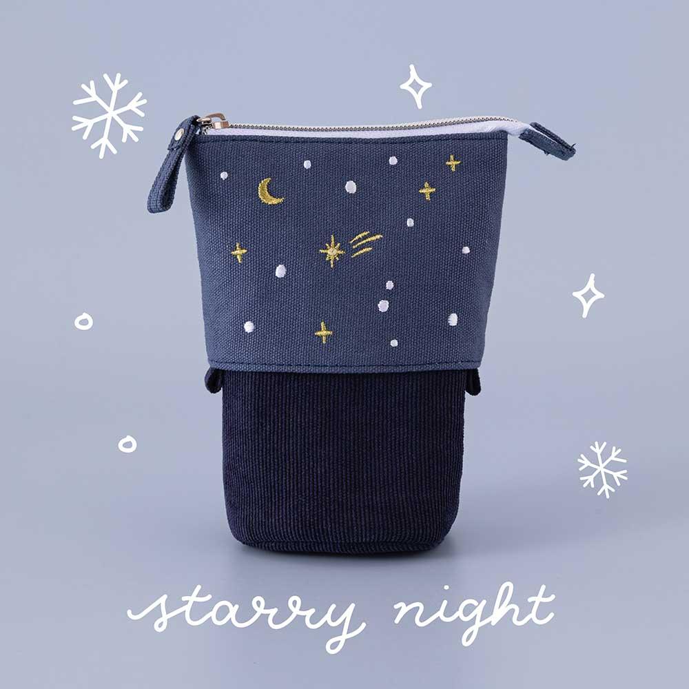 Winter Canvas Pen Pouch — Starry Night / Playful Penguin