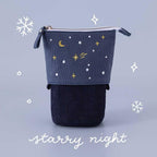 Winter Canvas Pen Pouch — Starry Night / Playful Penguin